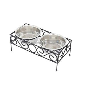 ชามสเตนเลสสำหรับสัตว์เลี้ยงทันสมัยพร้อมขาตั้งโลหะทนทานเพรียวบางใช้งานได้หลากหลายขนาดสำหรับแมวและสุนัข - Product Image 1