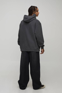 Sudadera con Capucha de Invierno para Hombre, Negra, 100% Algodón, 400 Gsm, Gruesa, de Alta Calidad, con Diseño de Logotipo Personalizado - Product Image 2