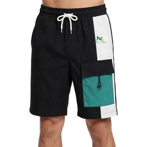 Custom Black <b>White</b> Teal Color Block Cargo <b>Shorts</b> <b>Men's</b> Streetwear Cotton Twill Utility <b>Shorts</b> with Pockets OEM Factory Wholesale - Product Image 1