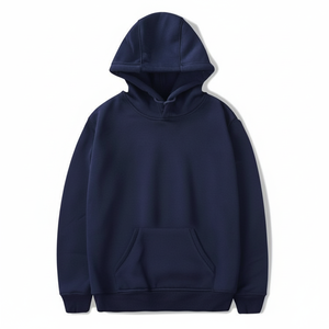 <b>Men's</b> Blue Hooded Sweatshirt Regular Fit Cotton French Terry Casual Autumn Style Pocket Design Knitted Hoodie - Product Image 1