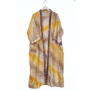 ชุดกิโมโนสไตล์ญี่ปุ่น ชุดกิโมโนผ้าไหมอินเดีย เสื้อคลุมเซ็กซี่สำหรับผู้หญิง ชุดกิโมโนผ้าไหมยาว ชุดคลุมอาบน้ำ ชุดกิโมโนผ้าไหมวินเทจ ชุดกิโมโนลายดอกไม้ - Product Image 4