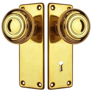 <b>Antique</b> <b>Brass</b> Round <b>Knob</b> with Arched Backplate for Passage Privacy Storage and Closet Furniture Hardware Durable Dummy Design - Product Image 5