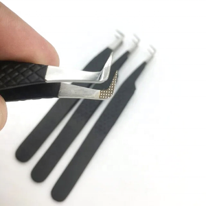 Pinzas de extensión de pestañas de 75 grados con etiqueta privada personalizada pinzas de volumen rectas finas y delgadas de sujeción fuerte con punta puntiaguda de fibra - Product Image 6