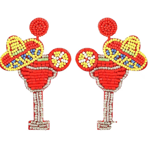 Boucles d'oreilles brodées à la main motif fleur en perles de rocaille ICE CREAM – Magnifiques créations artisanales brodées au point de croix - Product Image 5
