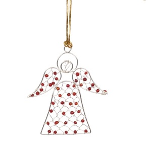 Adorno Navideño Colgante de Árbol con Cuentas Rojas - Diseño Rústico Moderno, Resistente al Agua, Personalizable, de Fábrica - Product Image 1