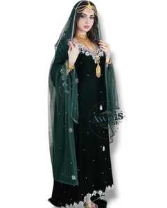 AWAIS HOUSE Women's Middle Eastern Ethnic Lightweight <b>Plus</b> <b>Size</b> Floor-Length Hand Beaded Sequined Georgette <b>Kaftan</b> Abaya Party - Product Image 2