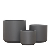AURORA POTS AUFC028 Ensemble de pots à fleurs minimalistes en béton avec trou de drainage, écologiques, gris, pour l'intérieur/l'extérieur, jardinières pour la maison