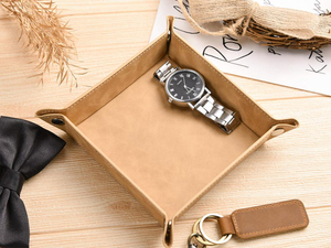 Sac de rangement luxueux en cuir véritable, plateau de chevet, boîte organisatrice de table de nuit, étui en cuir, porte-bijoux GLTY-0015 - Product Image 1