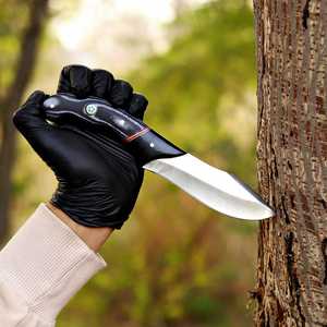 Drop Point Skinner Knife Stainless Steel Blade Micarta Handle Red Leather Sheath Outdoor Use - Product Image 5