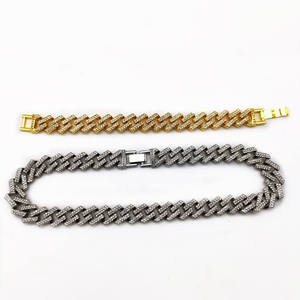 Geometric Link Chain <b>Statement</b> <b>Necklace</b> 14K Gold Plated Lab Grown Crystal Rhinestone Certified Unisex Hiphop Style - Product Image 2