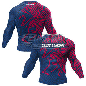 Rashguard de compression pour hommes, respirant, pour le fitness, la gym, le jogging, les activités de plein air et la musculation, avec design personnalisé sur le devant, OEM - Product Image 2