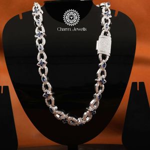 Charm_Jewells Unisex <b>Statement</b> <b>Necklace</b> 925 Silver 14K Gold Plated Moissanite Link Chain Ball Pattern IGI Certified Hip Hop - Product Image 5