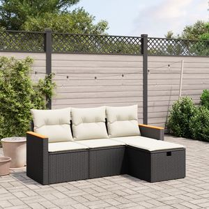 Ensemble de canapés modulaires de jardin en rotin PE noir, matériaux résistants aux UV, meubles d'extérieur élégants - Product Image 1