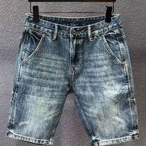 Shorts en jean droits tendance pour homme, coupe slim, décontractés, écologiques, 100 % coton, couleur unie, style rétro, collection été 2026 - Product Image 5