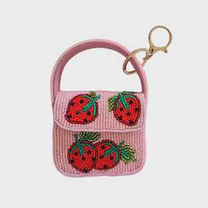Beaded Embroidery Floral Design Carabiner Keyring Handmade Craftsmanship Zinc Alloy Decorative Bag Charm Pouches <b>Wallets</b> Travel - Product Image 1