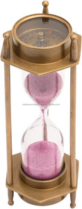 Reloj de arena de latón antiguo, temporizador de arena, modelo de Metal para la escuela, oficina y decoración del hogar, regalo promocional técnico plateado - Product Image 2