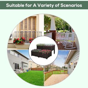 Jardinera Elevada de 4 Piezas con Riego Automático y Patas, Color Marrón, para Cultivar Flores, Hierbas y Vegetales - Product Image 4