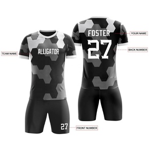 Conjunto de Camiseta de Fútbol Personalizada con Estampado Sublimado, Patrón Geométrico, Cuello Redondo, Manga Corta, 100% Poliéster, Absorbe la Humedad, Unisex para Adultos - Product Image 2