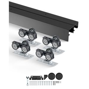 Kit Ferramenta per Porta Scorrevole in Alluminio da 1,2 m - Set Porta Scorrevole a Scomparsa Rinforzato per Armadio - Fin - Product Image 1