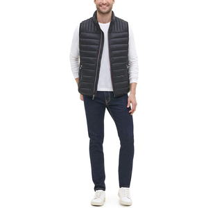 Zipro Industries Z-I-351 <b>Men's</b> <b>Black</b> Stand Collar Puffer <b>Vest</b> Zipper Closure Windproof Casual Winter Solid Color Thick Polyester - Product Image 4