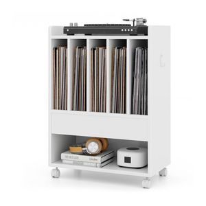 Rolling <b>Record</b> Turntable Player Stand with Drawer Practical <b>Storage</b> Cart - Product Image 1