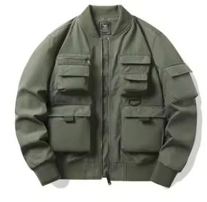 Blouson bomber noir pour homme, fermeture éclair, coupe-vent, style workwear, matière polyester, col montant, plusieurs poches - Product Image 4