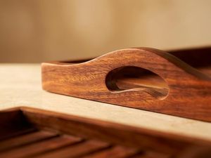 Wooden Foldable Serving <b>Tray</b> Rectangle Minimalist Design Dishwasher Safe Sustainable for Table Drink Food <b>Storage</b> Single Tier - Product Image 2