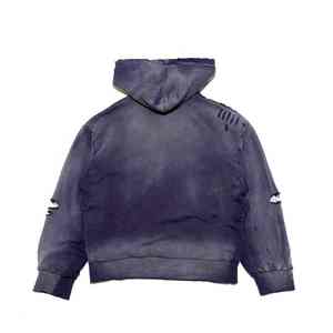 Sudadera térmica con cremallera de doble capa, corte holgado, con efecto descolorido por el sol, de tejido gofrado de algodón grueso y pesado, personalizada. - Product Image 2