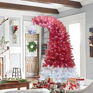Albero di Natale Artificiale in Abete da 180 cm con Cappello di Babbo Natale Pieghevole e 125 Luci Natalizie - Product Image 1