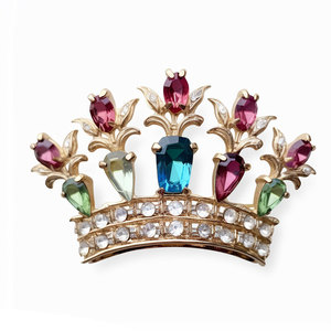 Broche de Corona de Metal con Cristales y Pedrería Plateados, Personalizados con Serigrafía, para Regalos y Souvenirs - Product Image 3