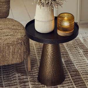 Mesas de Centro y Auxiliares Redondas de Metal Chapado en Oro con Textura Martillada Estilo Art Deco de la Mejor Calidad para Decoración del Hogar, Hotel u Oficina - Product Image 5