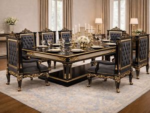 Princely High Back Dining Chairs Set for Mansion Style Home Luxury Gold Carved Dining <b>Table</b> Set Baroque Style Royal Furniture UK - Product Image 6