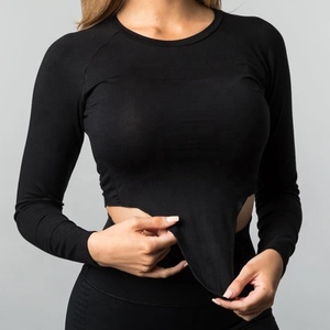 T-Shirts haut court pour femmes de haute qualité à la mode vêtements de sport hauts saison d'été marque T-Shirts manches longues dames chemises décontracté - Product Image 3