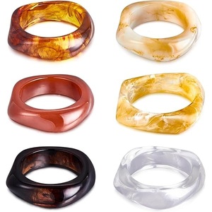 wholesale price Beige Acrylic Resin <b>Bangle</b> <b>Bracelet</b> Geometric Round Minimalist Cuff <b>Bangles</b> for Women - Product Image 5