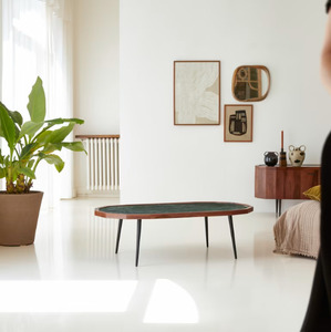 Modern Luxury Emerald Green Marble Coffee <b>Table</b> Octagonal Solid Wood Frame with Metal <b>Legs</b> for Living Room Furniture - Product Image 3