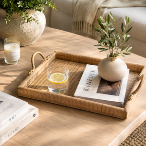 Handmade Bamboo Serving <b>Tray</b> with Handles Rectangular Bamboo <b>Breakfast</b> Tea <b>Tray</b> for Home Kitchen Hotel Use - Product Image 6