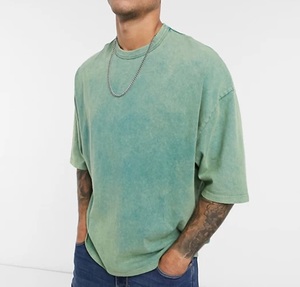 Camisetas de algodón de 260 g/m² de estilo urbano para hombre, con lavado ácido, al por mayor, lisas, desgastadas, de corte holgado y oversize - Product Image 5