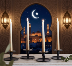 Juego de Velas Cónicas Elegantes Hechas a Mano para Ramadán, Cera de Soja y Parafina, Sin Humo, para Mesas de Ramadán, Celebraciones del Eid, Salas de Oración - Product Image 1