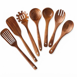 Juego de utensilios de cocina ecológicos al por mayor, juego de cucharas de madera natural, espátula de madera resistente al calor y antiadherente, en oferta. - Product Image 6