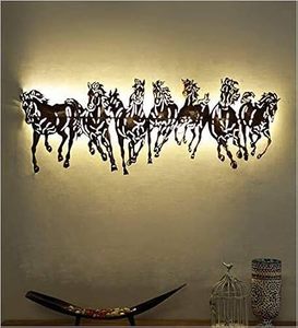 Décoration murale moderne en métal découpée au laser, motif herbe de chevaux, avec rétroéclairage, thème animal horizontal, à fixer au mur - Product Image 3
