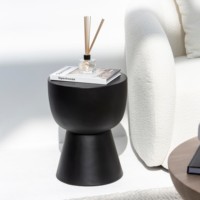 Table d'appoint pliable Vandana Zenova Neo en bois noir, mobilier de chambre moderne