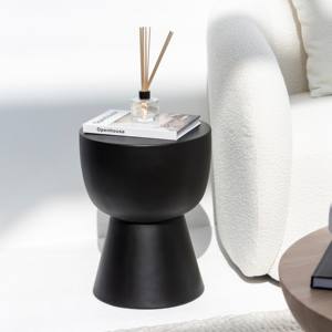 Table d'appoint en béton noir Vandana Zenova Neo, meuble d'appoint minimaliste contemporain - Product Image 5