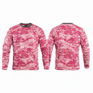 เสื้อยืดแขนยาวลายพรางดิจิตอล โพลีเอสเตอร์ 100% ระบายอากาศ แห้งเร็ว เหมาะสำหรับกีฬากลางแจ้งและการฝึกซ้อม - Product Image 6