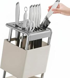 Support universel pour couteaux de cuisine en acier inoxydable et bois, organiseur de rangement pour comptoir - Product Image 1