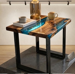 Live Edge <b>Epoxy</b> Resin Eco-Friendly Round <b>Coffee</b> <b>Table</b> Modern Handmade Tabletop Installation for Living Room - Product Image 2