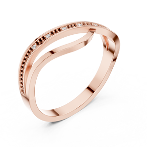 Bague en or rose avec diamants entrelacés, élégante, pavée, pour fiançailles et mariage, pour femme - Product Image 4