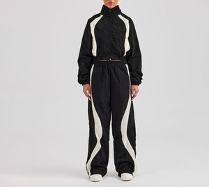 New OEM Custom High Quality Contrast Panel Nylon Tracksuit Shell Set 2 Piece <b>Women</b> <b>Windbreaker</b> Tracksuit for <b>women</b> - Product Image 2
