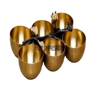 Acier inoxydable et laiton matériel de haute qualité moderne 6 compartiments feuille Design décoration bol métal décoratif concepteur bol - Product Image 1