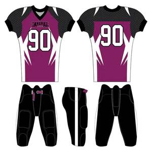 Maillot de football américain personnalisé pour adulte, 100 % polyester, coupe ajustée, sublimation de haute qualité, broderie, manches courtes, col en V, séchage rapide - Product Image 2