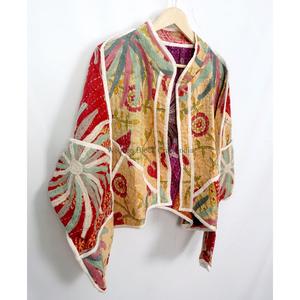 Indian Handmade 100% Cotton Kantha <b>Jacket</b> <b>Mandarin</b> <b>Collar</b> Full Sleeves Breathable Eco-Friendly All Season Fashionable Design - Product Image 6